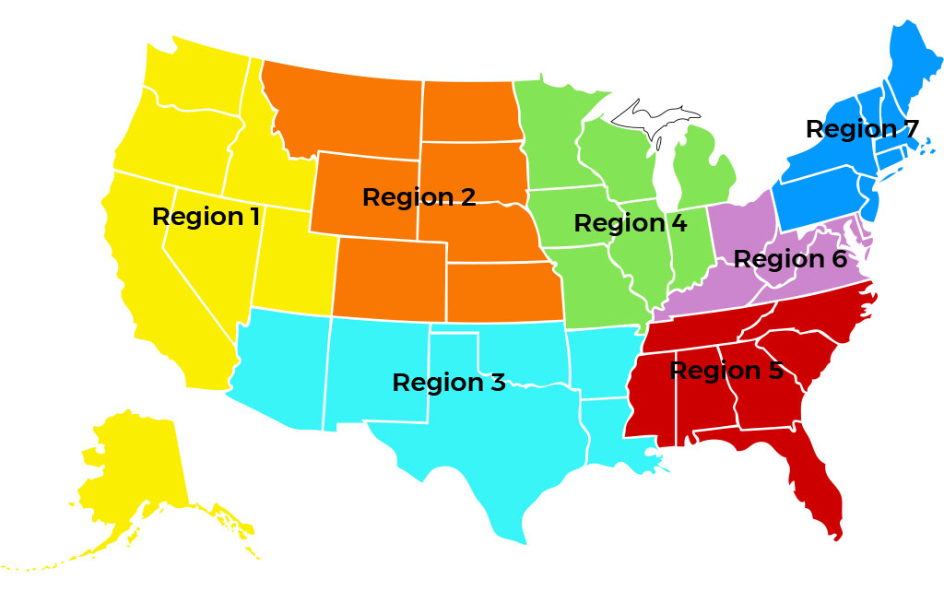 TDANA regions usmap